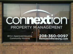 Connextion Property Management Window Display - signs idaho falls
